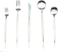 JASHII 18/10 Stainless Steel 5-Piece Matte Silver Flatware Set,Dinner Knife Fork Salad Fork Dessert Spoon, Service for 1, Luxury Silverware Cutlery Utensil Sets