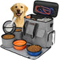 Modoker Weekend Dog Travel Bag Set with 2 Food Bags, 2 Bowls and Mat, Grey