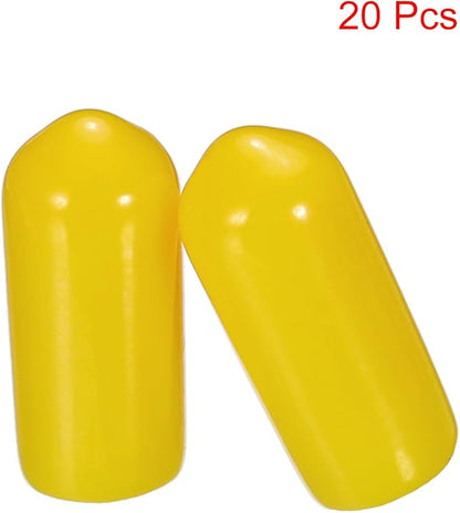 uxcell 20pcs Rubber End Caps 6mm(1/4") ID Vinyl PVC Round Tube Bolt Cap Cover Screw Thread Protectors Yellow