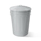 Plexon Round Trash Can 13 Gallon, Vintage Metal Outdoor Trash Can with Lid, Retro Farmhouse Garbage Container, Old School Modern Ash Bucket, Gray