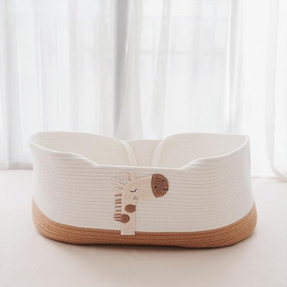 XYNAUTUVersatile Foldable Storage Basket, Natural Cotton Rope Organizer with Sturdy Handles for Nursery, Bedroom, Beach, and as a Pet Bed 27.56 × 15.75in
