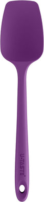 U-Taste Silicone Cooking Spoon Spatula: 480ºF Heat Resistant Food Grade 11.38" Flexible Rubber Kitchen Spoonula, Seamless Pastry Bowl Scraper for Mixing Stirring Scraping in Nonstick Cookware (Purple)