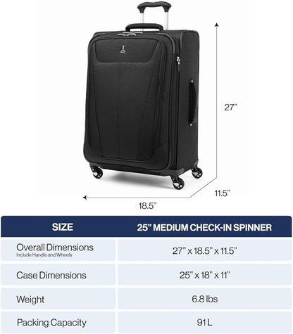Travelpro Maxlite 5 Softside Expandable Checked Luggage with Spinner Wheels, Lightweight, 25-Inch — Ensign Blue