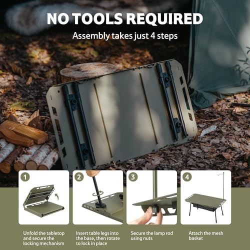 Naturehike Tactical Camping Table - Adjustable Height, 5.7 lbs, Quick Setup