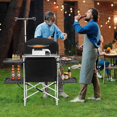 Camping Folding Cooking Table with 4 Panels & Carry Bag for BBQ RV Picnic