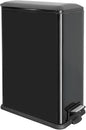 Kitchen Rubbish Bin, 45 Litre Waste Bin, Large Pedal Bin, Kitchen Rubbish Bin with Softclose Lid and Inner Bin, Slim Pedal Bin for Kitchen, Bathroom and Office, Black