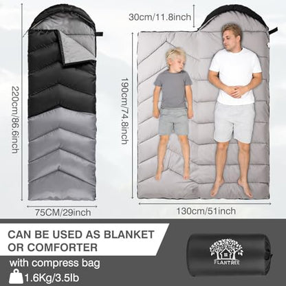 Sleeping Bags for Adults & Kids for Camping Hiking Trips Warm Cool Weather, Lightweight and Waterproof with Compression Bag, 3-4 Season Indoors Outdoors Activities