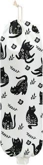Cat Plastic Bag Holder for Kitchen Essentials, Wall Mount Plastic Bag Holders for Grocery Bags, Cute Vintage Flowers Grocery Bags Storage Dispenser for Home Kitchen Pantry Decor, Cat Gifts for Women