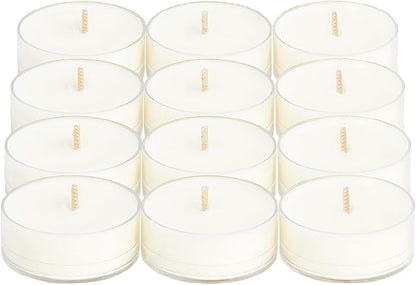 PartyLite Set of 12 Tea Lights Candles, Cedarwood & Vanilla Scent, Aromatherapy Scented Candles Gift Set, Up to 4 to 6 Hours Burn Time