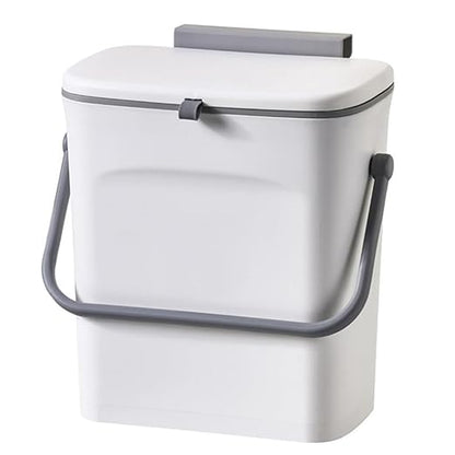 LALASTAR Small Trash Can with Lid, Kitchen Compost Bin for Countertop or Under Sink, Plastic Hanging Waste Basket for RV/Office/Bedroom/Dorm, Mountable, 9L/2.4 Gal, White