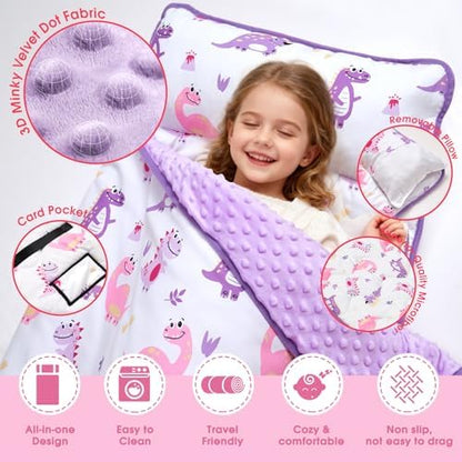 ACRABROS Toddler Nap Mat with Pillow and Blanket, Large Rolled Napping Mats,Slumber Bags for Boys Girls,Kids Sleeping Bag for Daycare, Preschool Travel