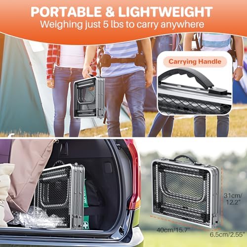 2ft Folding Grill Table 23''x16'', 3 Adjustable Heights Max 27.5'', Silver