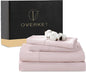 Egyptian Cotton Sheets Full Size 4PCS 1000 Thread Count Sateen Weave Soft Breathable 16-Inch Deep Pocket （Full,Light Pink）