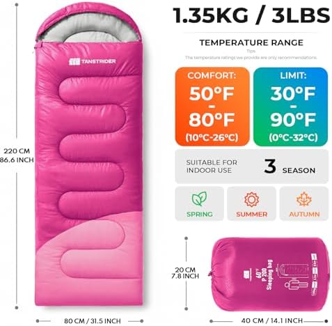 Sleeping Bags for Adults,Compact Lightweight Backpacking Sleeping Bag with Compression Sack for Youth, Camping Essentials Gearfor Hiking Travel Climbing Outdoor&Indoor Use