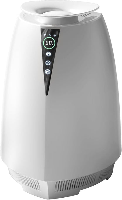 Humidifiers for Bedroom Large Room, 5L No Mist Humidifier for Baby Plants Quiet Top-Fill Air Purifiers Air Cleaner, Tap Water Use, Last 12-Hour, Remote & LED Touch Control