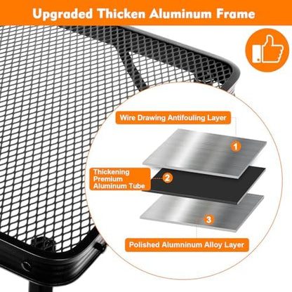 4 Ft Metal Folding Table, Folding Grill Table with 16.5/26 in Heights