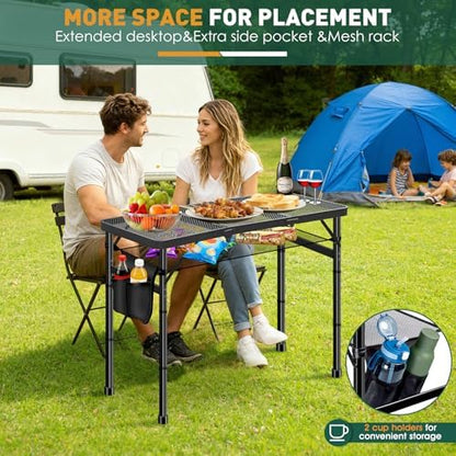 DeeprBetter Folding Camping Table, 3ft Camping Table Aluminum Folding Table
