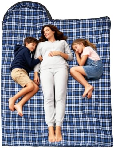 100% Cotton Flannel XXL 3-4 Season Sleeping Bags for Adults