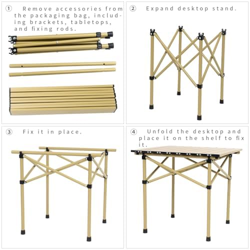Wind Tour Portable Camping Table Folding Side Table Aluminum Lightweight Table with Carry Bag for Outdoor Cooking Hiking Picnics BBQ Travel (Khaki)
