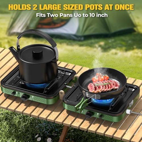 2 Burner Camping Stove,Portable Propane Camp Stove,Folding Gas Stove