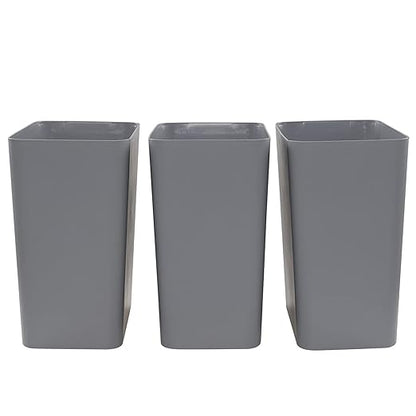 3-Pack 4.5 Gallon Trash Can, Gray Waste Bin for Under Desk, Kitchen, Home, Office