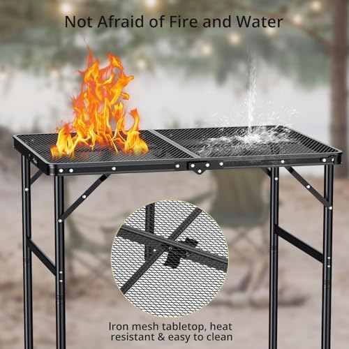 Anbte 3ft Portable Grill Table Max 29.5", 2 Adjustable Heights, 31" X 22"