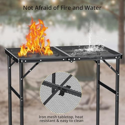 Anbte 3ft Portable Grill Table Max 29.5", 2 Adjustable Heights, 31" X 22"