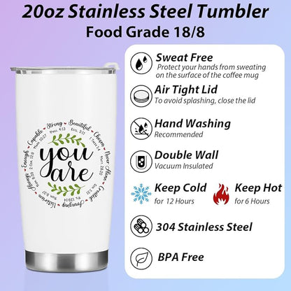 Christian Gifts for Women Men Tumbler, Inspirational Bible Verse Scripture Gifts Birthday Christmas, Faith Religious Coffee Mug Stainless Steel Vacuum Insulated Double Wall Travel Cup with Lid,20oz