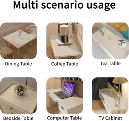 Table Pad - Used for Square Table Waterproof and Easy to Clean Good Flatness Easy to Used for Dining Table(Off White+Light Gray 46x46)