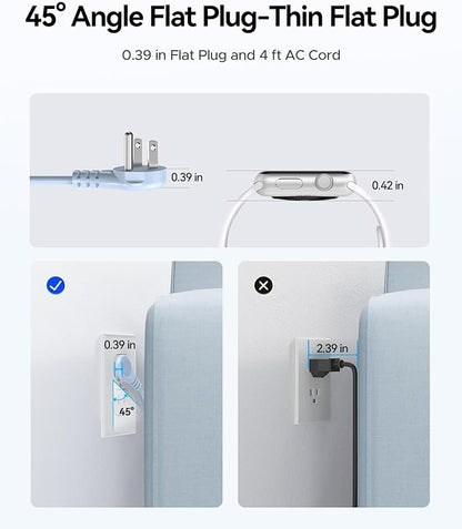Travel Power Strip with USB C, ORICO 4 Outlets 3 USB Ports (1 USB C) with 4FT Wrapped Short Extension Cord Small Power Strip, Non Surge Protector for Travel, Cruise Ship-AP3