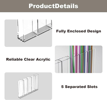Straw Holder for Cabinet Door, Clear Acrylic Straw Holder Fits Different Lengths, Fully Enclosed Design for Neat Cabinet Organization