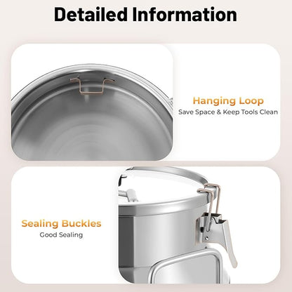 Milk Can Stainless Steel Containers with Lids Old Fashion Milk Jug Metal Bucket with Practical Handles, Sealed Bucket for Milk Water Wine Honey Oil Rice Tea Beans Grains (20L/5.28Gal)