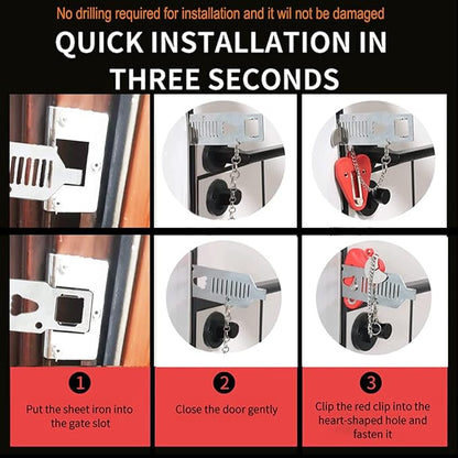 3 Packs Portable Door Stop Alarm & Door Lock, Upgraded Home Security Door Locker Devices Pocket Door Stopper Self Defensey Tools for Travel Home Apartment