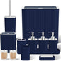 Bathroom Accessory Set - Bathroom Set, 12PC Bathroom Accessories Set, Blue Bathroom Accessories Set, Mini Trash Can, Toilet Brush, Trash Can & Soap Dispenser