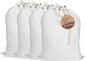 LFH Home Cotton Canvas Large Laundry Bag with Handle, Heavy Duty Drawstring Closure Washable Laundry Bags, School Travel, Home, Hotel, College Dorm, Organizer Sack, Toy Clothes 20x30 (Pack of 4)-White