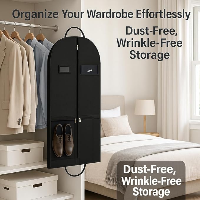 Large Heavy Duty Garment Bags for Hanging Clothes, Clothing Storage with Zippered Design, Breathable Garment Bags for Travel, Long Garment Bags for Dresses and Suits, Hanging Garment Bags for Closet