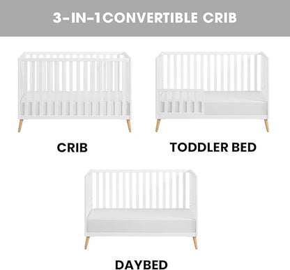 Oxford Baby Cozy Nest Convertible Island Crib, Snow White/Natural