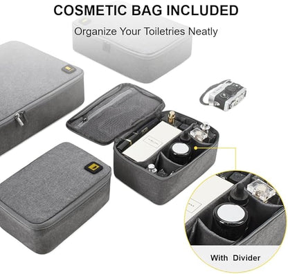 LEVEL8 4 Set Packing Cubes Travel Luggage Packing Organizers - Grey