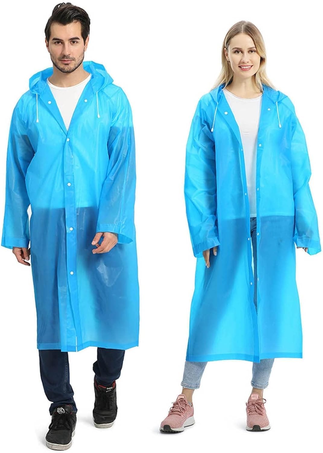 Opret 2 Pack Raincoats for Adults Reusable, EVA Rain Ponchos Lightweight Rain Coat Waterproof Rain Gear for Men and Women
