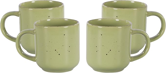 HomeVSS 20-Piece Dinnerware Set - Serves 4, Matte Green Glaze plates and bowls sets with Speckle Effect for Microwave & Dishwasher Safe
