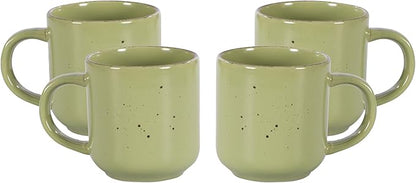 HomeVSS 20-Piece Dinnerware Set - Serves 4, Matte Green Glaze plates and bowls sets with Speckle Effect for Microwave & Dishwasher Safe