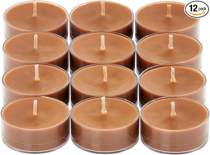 PartyLite Set of 12 Tea Lights Candles, Spiced Roasted Chestnut Scent, Aromatherapy Scented Candles Gift Set, Up to 4 to 6 Hours Burn Time