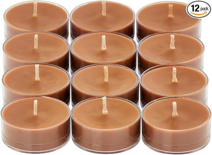 PartyLite Set of 12 Tea Lights Candles, Spiced Roasted Chestnut Scent, Aromatherapy Scented Candles Gift Set, Up to 4 to 6 Hours Burn Time