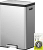 EKO EcoCasa II Rectangular Kitchen Step Trash Can, 20L+20L Dual Compartment Recycling Bins, Stainless Steel Lid and Pedal, Odor-Proof, Fingerprint Resistant