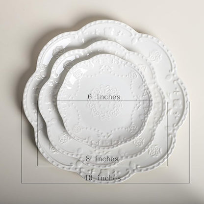 Gaolinci European Palace Series Lace Embossed Ceramic Dinner Plate