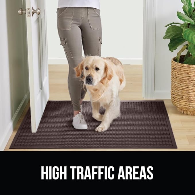 GORILLA GRIP Front Door Mat, 72x24, Indoor Outdoor Ultra Absorbent HydroAbsorb Doormat, Absorbs Up to 2.75 Cups of Water, Stain and Fade Resistant, Rubber Backing Doormats, Captures Dirt, Coffee
