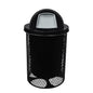 COATEDOUTDOORFURNITURE RDT-BLK Heavy Duty 32 Gallon Round Trash Receptacle, Liner Included, Black with Dome Lid, Made in America