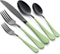 20-Pieces Green and Black Silverware Sets for 4,Green Handle Stainless Steel Cutlery Set, Include Forks Spoons and Knives Set, Dishwasher Safe Utensil Sets for Home Restaurant
