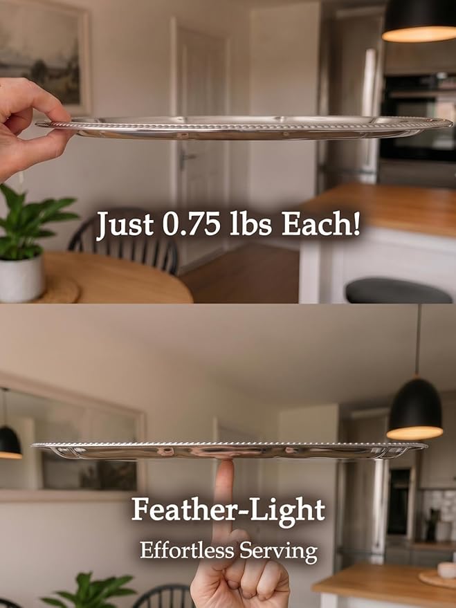 4-Pack 15.7" x 11.8" Silver Serving Trays