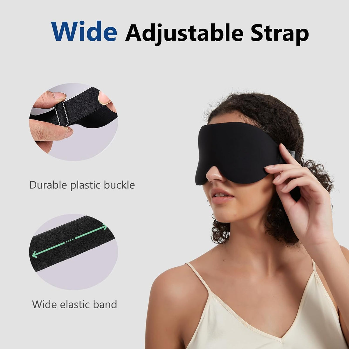 ALASKA BEAR 100% Blackout Sleep Mask for Women and Men, 3D Pillowy Soft Light Blocking Eye Mask with Contoured Eye Cups, Earplugs Set, Blue
